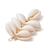 Natural Cowrie Shell Color-Changing Cluster Pendants PALLOY-JF03560-01-4