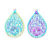 Ion Plating(IP) 201 Stainless Steel Filigree Pendants X-STAS-T057-57-2