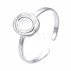 Non-Tarnish 304 Stainless Steel Open Cuff Finger Ring Cabochon Settings LS-STAS-T060-11P-3