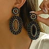 201 Stainless Steel Bohemian Oval Vintage Long Stud Earrings HB4853-2-1
