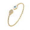 Brass Micro Pave Clear Cubic Zirconia Cuff Bangles for Women BJEW-B145-08G-02-1