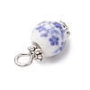 10Pcs Handmade Flower Printed Porcelain Pendants PALLOY-JF04143-01-S-5