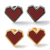 6 Pair 2 Color Heart Acrylic Stud Earrings EJEW-A024-12B-2