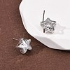 Brass Micro Pave Clear Cubic Zirconia Stud Earrings EJEW-C174-02C-P-3