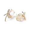 Cubic Zirconia Oval with Bowknot Stud Earrings EJEW-P206-15G-2