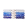 4Pcs Glass & Natural Cultured Freshwater Pearl Beads Stretch Bracelets for Women BJEW-JB13520-3