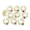 316 Stainless Steel with Natural Mixed Gemstone Cuff Rings RJEW-Z098-01G-01-4