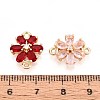 Brass Pave Cubic Zirconia Flower Connector Charms KK-T078-26G-3