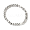 Brass Round Beaded Stretch Bracelets for Men Women BJEW-B148-05D-P-4