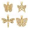 4Pcs 4 Styles Brass Micro Pave Clear Cubic Zirconia Pendants KK-TA0002-84-2
