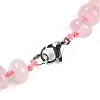 Natural Rose Quartz Rondelle Graduated Beaded Necklaces for Women Men NJEW-K388-02M-3