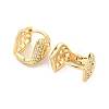 Heart Brass Pave Clear Cubic Zirconia Hoop Earrings EJEW-M258-20G-2