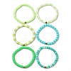 Handmade Polymer Clay Heishi Beads Stretch Bracelets Sets BJEW-JB05902-03-1