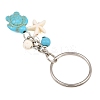 20Pcs Turtle with Starfish Synthetic Turquoise Pendant Keychains KEYC-CP0001-47A-3
