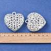 Hollow Tibetan Style Alloy Heart Pendants TIBEP-S095-S-RS-3