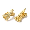 Criss Cross Shape Rack Plating Brass Micro Pave Cubic Zirconia Hoop Earrings Finding KK-E084-41G-2