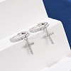925 Sterling Silver Micro Pave Clear Cubic Zirconia Hoop Earrings for Women EJEW-G427-01P-02-2