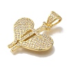 Heart Rack Plating Brass Clear Cubic Zirconia Pendants KK-U019-29G-2