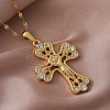 Vintage 304 tainless Steel Clear Glass Religion Jesus Cross Pendant Necklaces for Women EK1005-1