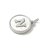 Brass Pave Natural Shell Flat Round with Letter Charms KK-Z115-13P-N-2