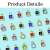 30Pcs 15 Colors Square Rack Plating Brass Glass Charms KK-FS0001-40-3