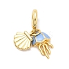 Brass Cornflower Blue Enamel European Dangle Charms KK-C138-03G-2