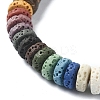 Dyed Natural Lava Rock & Coconut Rondelle Beaded Stretch Bracelet BJEW-JB09678-3