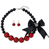 Fashionable Bohemian Style Resin Round Beaded Dangle Earrings & Necklaces Sets FS-WG6B49E-01-2