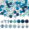 318Pcs Ocean Theme Spray Painted Wood Beads Sets WOOD-GO0001-21-1