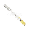 Faceted Round Natural Quartz Crystal & Gold Rutilated Quartz & Yellow Opal Beaded Pendants PALLOY-JF03529-04-3