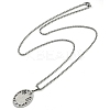 201 Stainless Steel Hollow Catholic Saint Benedict Oval Pendant Box Chain Necklaces NJEW-D089-05P-2