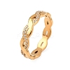 304 Stainless Steel Clear Cubic Zirconia Wave Finger Rings for Women RJEW-Z115-02G-1