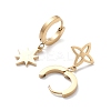 3 Pair 3 Style Star & Clover & Snake & Infinity Ion Plating(IP) 304 Stainless Steel Asymmetrical Earrings EJEW-B020-14G-3
