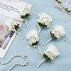 Cloth Rose Flower Boutonniere Brooch with Rhinestone AJEW-WH0258-294C-6