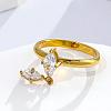 304 Stainless Steel & Cubic Zirconia Finger Rings WG4CD34-01-1