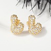 Brass Micro Pave Cubic Zirconia Stud Earrings EJEW-Z091-04G-L-5