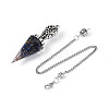 Natural Lapis Lazuli Chip & Epoxy Resin Dowsing Pendulum Big Pendants AJEW-N004-01C-2