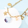 304 Stainless Steel Starfish & Porcelain Fish & Resin & Natural Shell Pendant Necklaces for Women NJEW-F352-03G-4