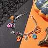 Halloween Skull Dyed Synthetic Turquoise Charm Bracelets BJEW-TA00505-2