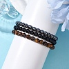 3Pcs 3 Style Natural & Synthetic Mixed Stone Round Beaded Stretch Bracelets BJEW-JB10178-02-3
