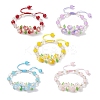Flower Glass & Acrylic Braided Bead Adjustable Bracelets for Women BJEW-JB10446-1