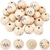 SUPERFINDINGS 30Pcs Printed Natural Wood European Beads WOOD-FH0001-92-1