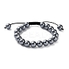 Natural Terahertz Stone Braided Beaded Bracelets for Men Women BJEW-G728-01-1