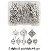 40Pcs 8 Styles Tibetan Style Alloy Links/Connectors TIBE-FP0001-18-1