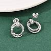 304 Stainless Steel Textured Ring Stud Earrings EJEW-P324-03P-2