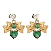 304 Stainless Steel Micro Pave Cubic Zirconia Bowknot Dangle Stud Earrings LS-EJEW-U065-03G-02-2