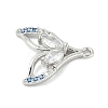 Brass Pave Light Sky Blue and Clear Cubic Zirconia Sea Animal Connector Charms KK-M326-07C-P-2