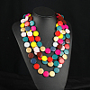 Bohemian Style Flat Round Wood Beaded Multilayer Necklaces for Women WG93846-03-1