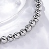 Non-Tarnish 202 Stainless Steel Round Beaded Bracelets for Men Women BJEW-D034-01P-3