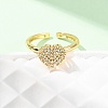 Adjustable Brass Micro Pave Cubic Zirconia Cuff Rings for Women RJEW-B139-01G-2